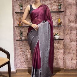 KAYOMMI Women Ombre Pure Chiffon Ready to Wear Saree-picture-52