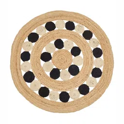 Art Avenue Nelson Beige & Black Textured Round Floor Jute Carpet-6