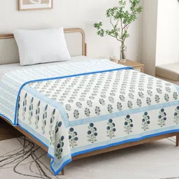 BLOCKS OF INDIA Blue & White Ethnic Motifs AC Room 150 GSM Double Bed Dohar-image-99