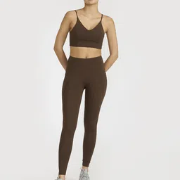 Hunnit Bra Medium Coverage Zen V Neck Sports Bra-0