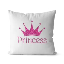 Loops n knots White & Pink Princess Crown Printed Square Shaped Pre-FilledCushions-picture-18