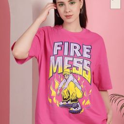 Tromko Women Pack of 2 Graphic Printed Round Neck Cotton Oversized T-shirts-picture-30