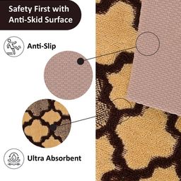 Kuber Industries 3-Pcs Brown & Beige Hexagon Rectangular Anti-Skid Doormats image 5