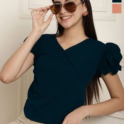Metronaut Women Pack Of 2 Solid Peplum Regular Top-image-64