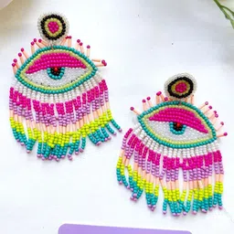 Crunchy Artificial Beaded Contemporary Drop Earrings-85