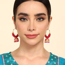 Anouk Gold-Plated Pearls Studded Dome Shaped Hoop Earring-image-17