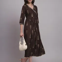 Angkor Women Brown Viscose Rayon Kurtas-picture-29