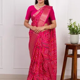 KCPC BANDHANI Pink Silk Cotton Sarees-picture-12