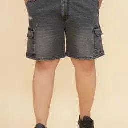 John Pride Men Washed Denim Cargo Shorts-image-31