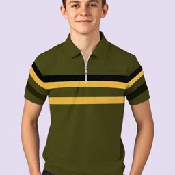 Kiddy Viddy Boys Striped Polo Collar Pockets T-shirt-picture-24