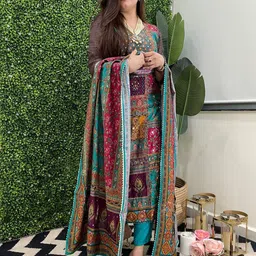 KALINI Women Printed Regular Kurta with Trousers & With Dupatta image 4