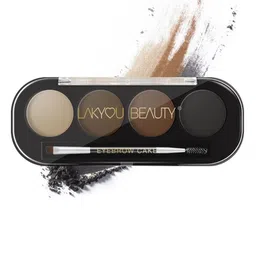 LAKYOU BEAUTY 4 Natural Shades Eyebrow Cake Enhancer With Dual Side Brush- 16 g-18