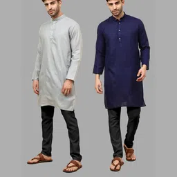VS MALL Men Cotton Blend Kurta Sets-picture-2