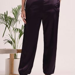 AMSWAN Women European Satin Loose Fit Trouser-image-99