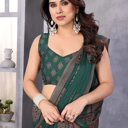 FABMORA Embellished Block Print Saree image 5