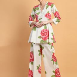 SEEDS OF FUSION Rose Print Aaliya Cut Top With Palazzos Co-Ords-picture-13
