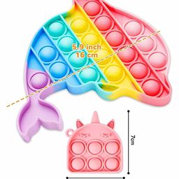 FunBlast Dolphin and Mini Keychain Stress Relieving Silicone Pop It Fidget Toy - Multicolor image 3