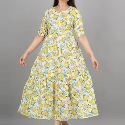 Twirl Tales Floral Print Puff Sleeve A-Line Maxi Dress-image-66