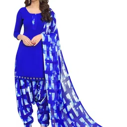 Unstitched Printed Cotton Blend Kurta & Patiyala Dress Material with Dupatta-image-112