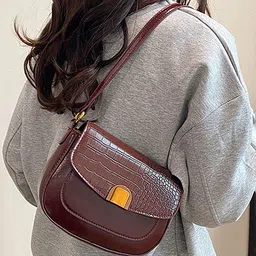 LULU & SKY Textured PU Baguette Shoulder Bag-33