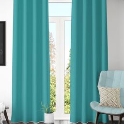 Galaxy Home Decor Blue 2 Pieces Black Out Door Curtain-image-93