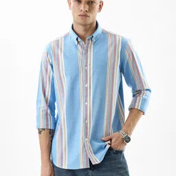 Snitch Slim Fit Multi Striped Pure Cotton Shirt-image-99