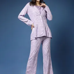 DAEVISH Round Neck Top With Trouser & Blazer Co-Ords-image-4