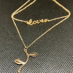 DressBerry Gold-Plated Double Layered Rose Love Word Necklace-picture-34