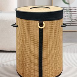LUXEHOME INTERNATIONAL Brown & Black Wooden Laundry Bag-image-27
