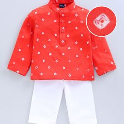 JAV CREATIONS Boys Bandhani Printed Cotton Kurta with Pyjama-image-71