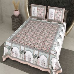 Qfab Pink Floral 250 TC King Bedsheet with 2 Pillow Covers-image-93