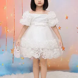 LULU & SKY Girls Puff Sleeves Fit and Flare Dress-43