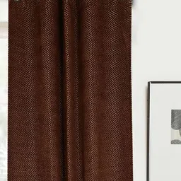 Saral Home Brown Geometric Black Out Door Curtain-67