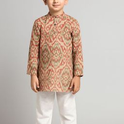 Sangria Boys Printed Mandarin Collar Regular Straight Kurta with Pyjamas-picture-42