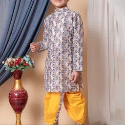 NFC CREATION Boys Embroidered Regular Sequinned Dupion Silk Kurta with Dhoti Pants image 5