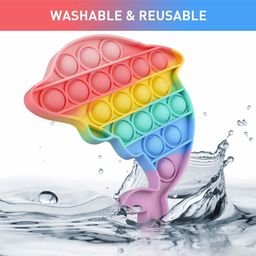 FunBlast Dolphin and Mini Keychain Stress Relieving Silicone Pop It Fidget Toy - Multicolor image 4