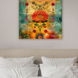 Myntra Elegant Homes Orange & Green 1 Piece Canvas Floral and Botanical Wall Paintings-image-75