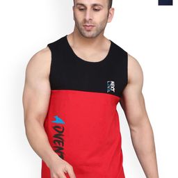 SLOWLORIS Pack Of 2 Printed Round Neck Cotton Gym Vests-picture-0