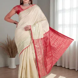 TRAQUILA Ethnic Motifs Woven Design Zari Banarasi Saree-picture-43