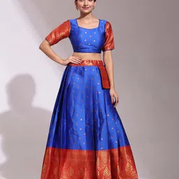 Payu Semi-Stitched Lehenga & Unstitched Blouse With Dupatta image 2