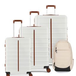 Assembly Set Of 4 Hard-Sided Trolley With One Backpack With USB Charging Port & Rain Cover image 1