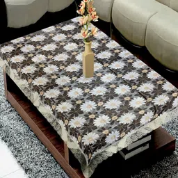 KANUSHI INDUSTRIES Black Floral Printed Waterproof 4-Seater Table Cover-50