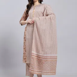 Anouk Rustic Floral Printed Round Neck Kurta With Trousers & Dupatta-49
