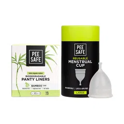 PEESAFE Leakproof Menstrual Hygiene Cup- Large & Bio Panty Liners-55