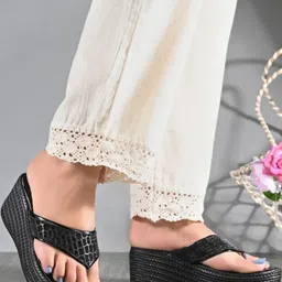 Shozie Women Black Woven Design T-Strap Flats-picture-29