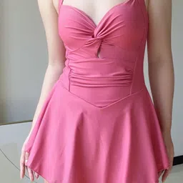 DressBerry Shoulder Strap Neck Swim Dress-image-22