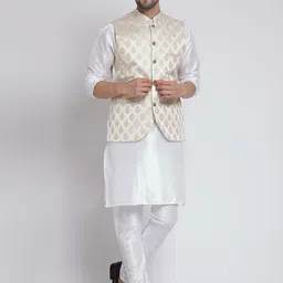 TS LIFESTYLE Men Floral Regular Dupion Silk Kurta with Churidar-image-97