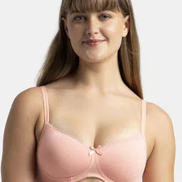 Jockey Wirefree Padded Plus Size Cotton Medium Coverage Tshirt Bra with Lace Styling-1723-picture-37