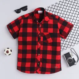 BAATCHEET Boys Tartan Checks Opaque Checked Party Shirt-41