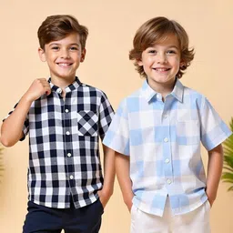 KIDGARB Multi Polycotton Cutaway Collar Printed Shirts-image-68
